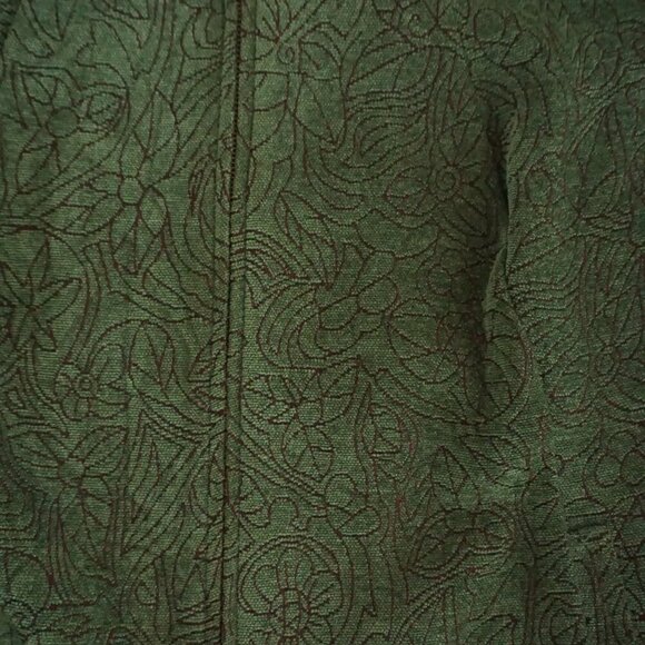 Vintage CJ Banks Green w Brown Embroidered Floral Tapestry Zip Up Jacket 1X - Picture 5 of 8